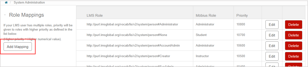 The Add Mapping button is highlighted under the Role Mappings heading.